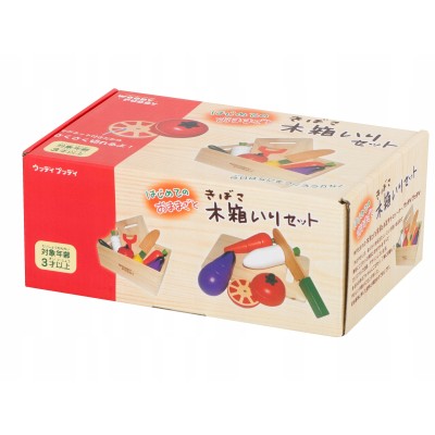 Warzywa drewniane do krojenia na magnes w skrzynce + akcesoria zabawki