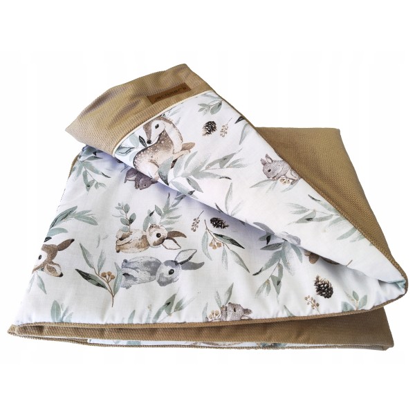 Kocyk dwustronny niemowlęcy bawełna velvet do wózka gondoli kołyski Jackmar