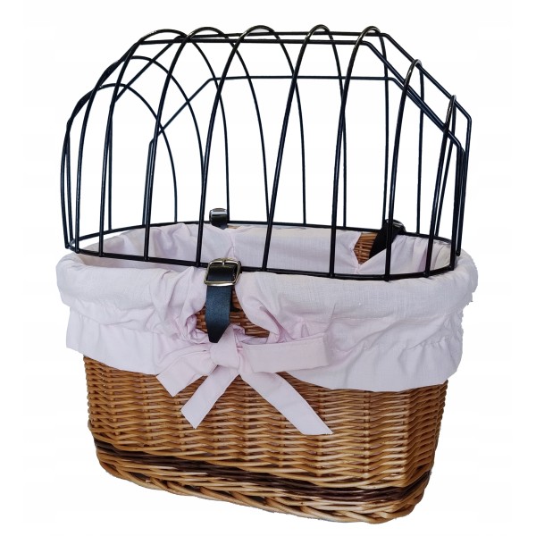 Kosz wiklinowy na rower dla psa kota koszyk z uchwytem + wkładka Jackmar