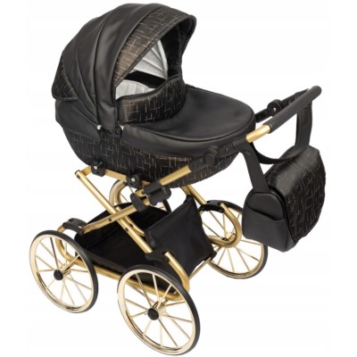 Duży wózek dla lalek lalki głęboki retro czarny dla dziewczynki Jackmar