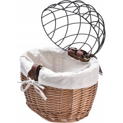 Koszyk wiklinowy na rower z kratką metalową transporter kosz dla kota psa