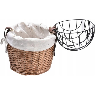 Koszyk wiklinowy na rower z kratką metalową transporter kosz dla kota psa