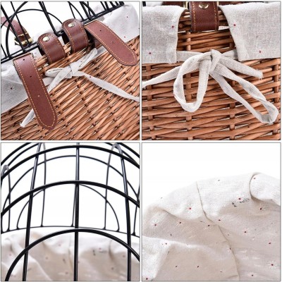 Koszyk wiklinowy na rower z kratką metalową transporter kosz dla kota psa