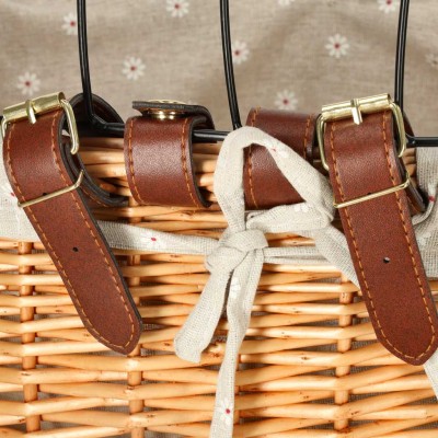 Koszyk wiklinowy na rower z kratką metalową transporter kosz dla kota psa