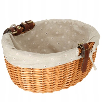 Koszyk wiklinowy na rower z kratką metalową transporter kosz dla kota psa