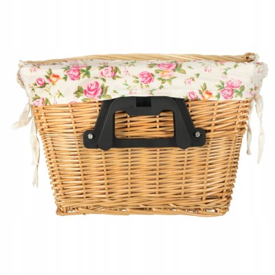 Koszyk rowerowy wiklinowy kosz na rower przedni click wkładka w kwiaty