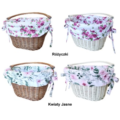 Koszyk wiklinowy rowerowy na rower kierownicę z uchwytem + wkład Jackmar