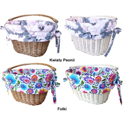 Koszyk wiklinowy rowerowy na rower kierownicę z uchwytem + wkład Jackmar