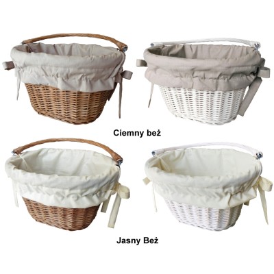 Koszyk wiklinowy rowerowy na rower kierownicę z uchwytem + wkład Jackmar