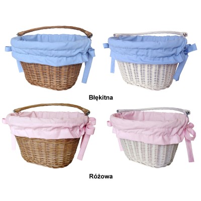 Koszyk wiklinowy rowerowy na rower kierownicę z uchwytem + wkład Jackmar