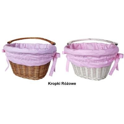 Koszyk wiklinowy rowerowy na rower kierownicę z uchwytem + wkład Jackmar