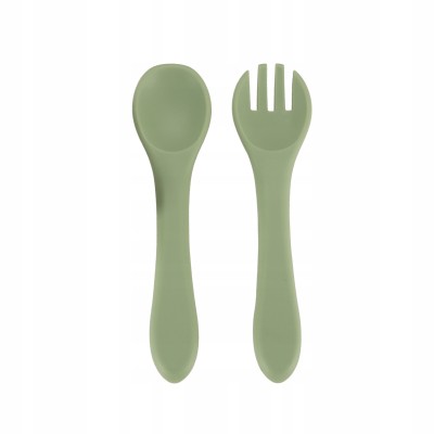 Zestaw naczyń silikonowych dla dzieci Ikonka zielony 8 elementów sowa