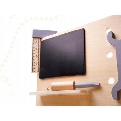 Warsztat z narzędziami drewniany na stoliku zestaw majsterkowicza prezent