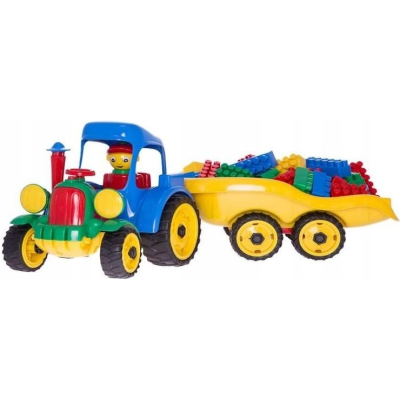 Traktor z przyczepą odpinaną klocki Play Blox zabawki dla dzieci Hemar