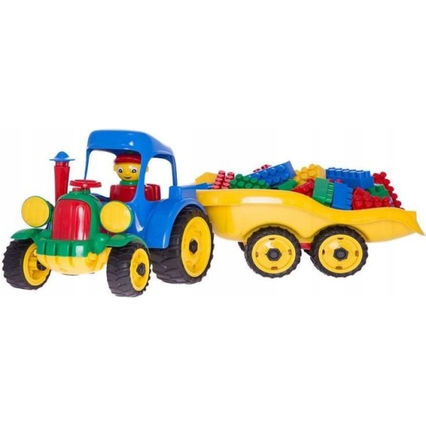 Traktor z przyczepą odpinaną klocki Play Blox zabawki dla dzieci Hemar