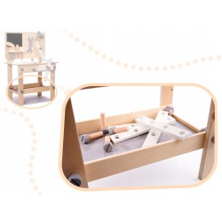 Warsztat z narzędziami drewniany na stoliku zestaw majsterkowicza prezent