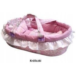 Nosidełko dla lalek lalki +pościel z falbanką gondolka 45 cm Jackmar
