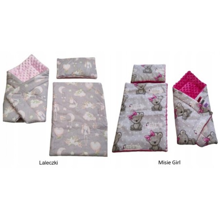 Pościel dla lalek do wózka łóżeczka kołyski + rożek dwustronna Jackmar