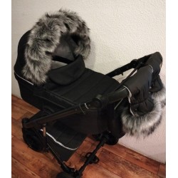 Futro na budkę do wózka +mufki z futerkiem +śpiworek na zimę Jackmar