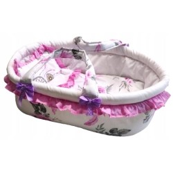 Nosidełko dla lalek + pościel kołderka poduszka rożek z falbanką Jackmar