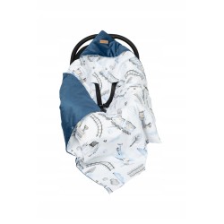 Otulacz do fotelika z kapturkiem kocyk do wózka nosidełka bawełna Jackmar