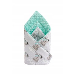 Rożek becik niemowlęcy bawełna + minki różowy 80 cm x 80 cm rzep Jackmar