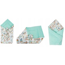 Rożek becik niemowlęcy bawełna + minki różowy 80 cm x 80 cm rzep Jackmar