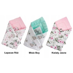 Rożek becik niemowlęcy bawełna + minki różowy 80 cm x 80 cm rzep Jackmar