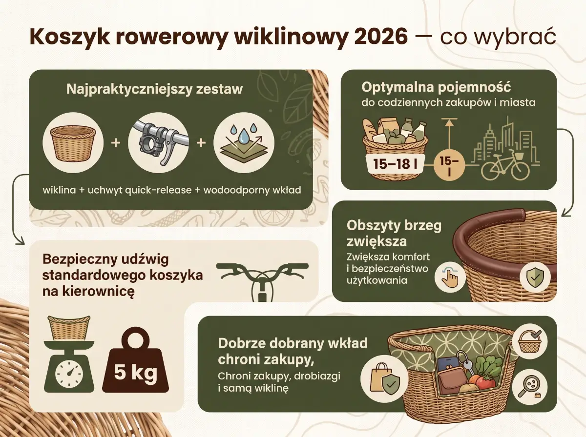 Koszyk rowerowy wiklinowy 2026 — co wybrać